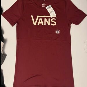 Vans Maroon Logo Fitted Tee